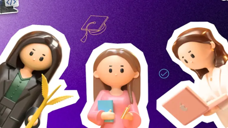 Student work: 3D character illustrations representing different graduate career paths